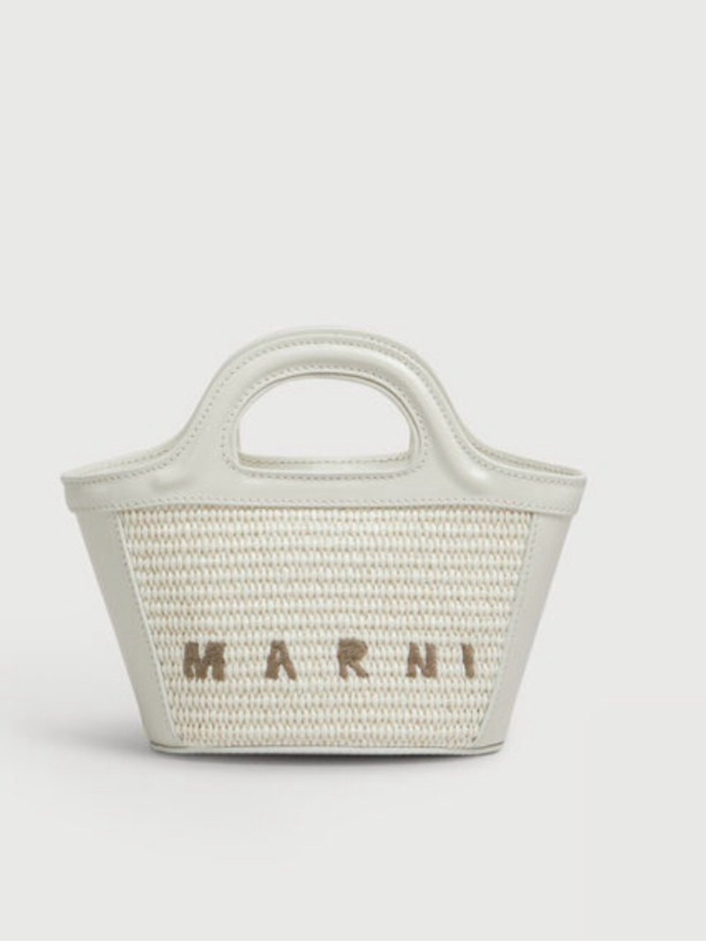 Marni Tropicalia Micro Bag in ivory leather and raffia-effect fabric